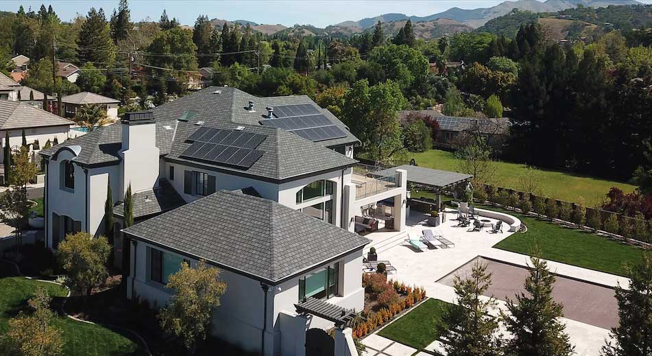 solar panels on a building roof
